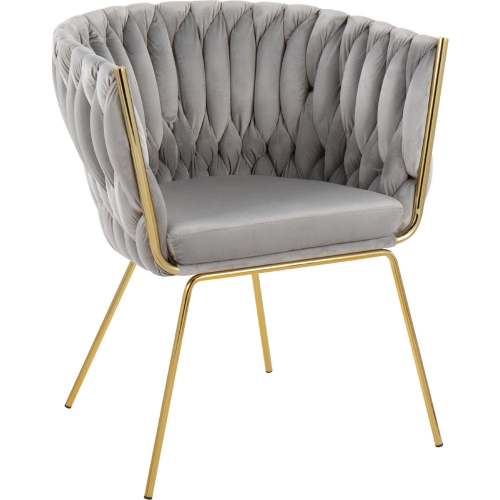 Renee Dining Chair in Silver Velvet & Gold Steel